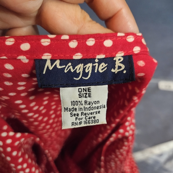 Maggie B Pullover Oversized Red Polka Dot 3/4 Sleeve Tunic With Pockets One Size - Picture 7 of 12